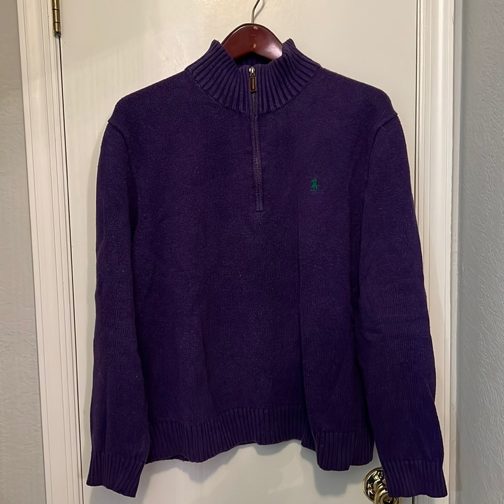 Purple Quarter Zip Ralph Lauren Wool Sweater